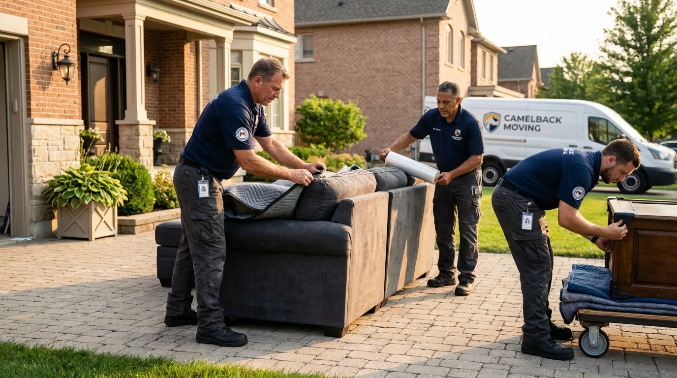 Large estate moving crew wrapping furniture in Watsonville, CA
