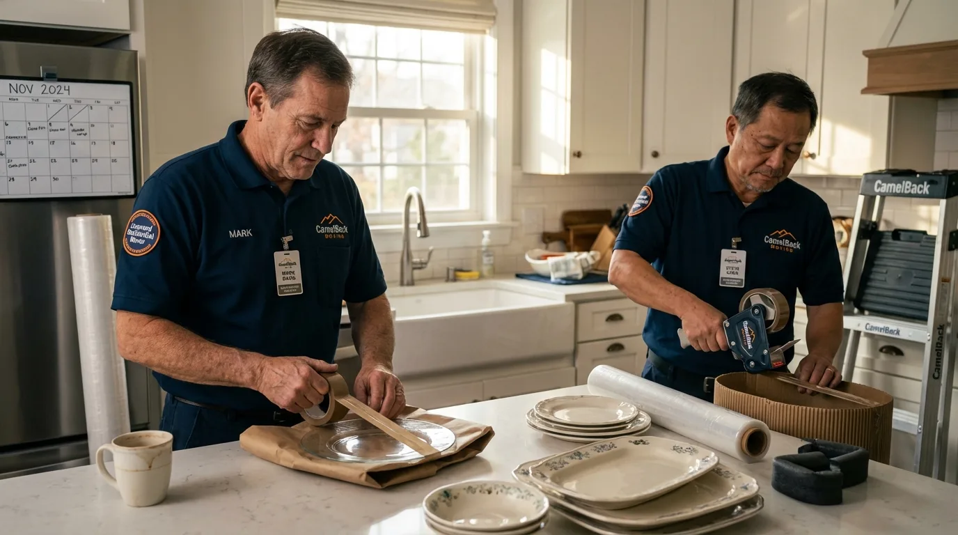 Professional crew packing kitchen dishware in Watsonville, CA